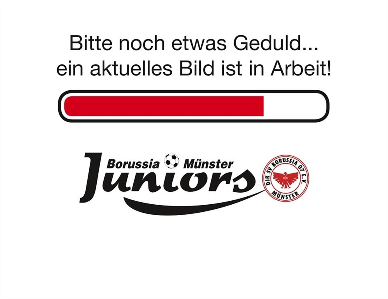 Ladebalken mit der Aufschrift „Bitte noch etwas Geduld... ein aktuelles Bild ist in Arbeit!“ und Logo von Borussia Münster Juniors.