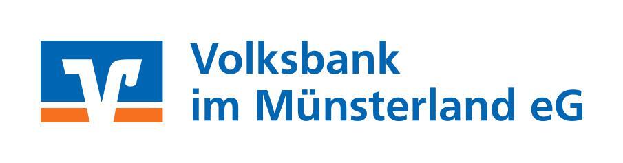 Logo der Volksbank im Münsterland eG in Blau und Orange auf weißem Hintergrund.