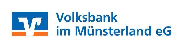 Logo der Volksbank im Münsterland eG in Blau und Orange auf weißem Hintergrund.