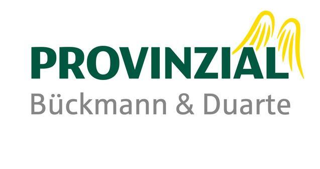 Logo der Provinzial Bückmann & Duarte mit grünem Schriftzug und gelben Flügeln.
