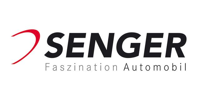 Logo von Senger mit Schriftzug „Faszination Automobil“ in Schwarz und Rot auf weißem Hintergrund.